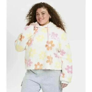 Barbie Women's Graphic Faux Fur Hooded Pullover, XS